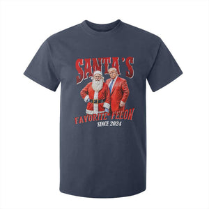 Christmas Trump With Santa T Shirt For Kid Santa's Favorite Felon Since 2024 TS02 Navy Print Your Wear