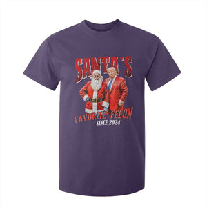 Christmas Trump With Santa T Shirt For Kid Santa's Favorite Felon Since 2024 TS02 Purple Print Your Wear