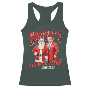 Christmas Trump With Santa Racerback Tank Top Santa's Favorite Felon Since 2024 TS02 Dark Forest Green Print Your Wear