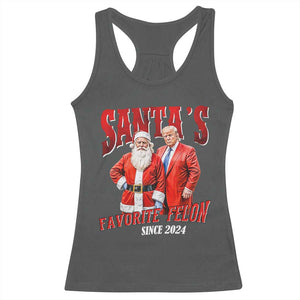 Christmas Trump With Santa Racerback Tank Top Santa's Favorite Felon Since 2024 TS02 Dark Heather Print Your Wear