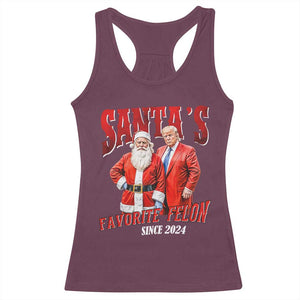 Christmas Trump With Santa Racerback Tank Top Santa's Favorite Felon Since 2024 TS02 Maroon Print Your Wear