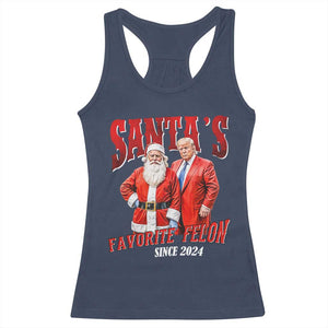 Christmas Trump With Santa Racerback Tank Top Santa's Favorite Felon Since 2024 TS02 Navy Print Your Wear