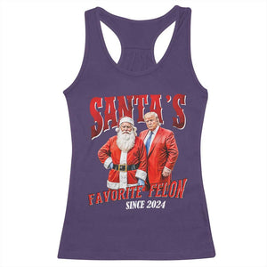 Christmas Trump With Santa Racerback Tank Top Santa's Favorite Felon Since 2024 TS02 Purple Print Your Wear