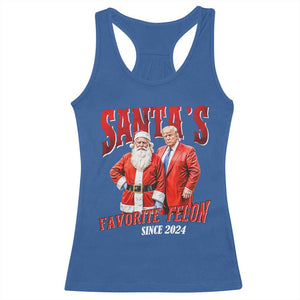 Christmas Trump With Santa Racerback Tank Top Santa's Favorite Felon Since 2024 TS02 Royal Blue Print Your Wear