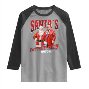 Christmas Trump With Santa Raglan Shirt Santa's Favorite Felon Since 2024 TS02 Sport Gray Black Print Your Wear