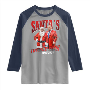 Christmas Trump With Santa Raglan Shirt Santa's Favorite Felon Since 2024 TS02 Sport Gray Navy Print Your Wear