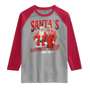 Christmas Trump With Santa Raglan Shirt Santa's Favorite Felon Since 2024 TS02 Sport Gray Red Print Your Wear