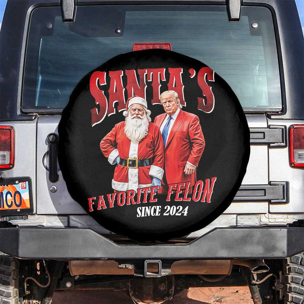 Christmas Trump With Santa Spare Tire Cover Santa's Favorite Felon Since 2024 TS02 No hole Black Print Your Wear