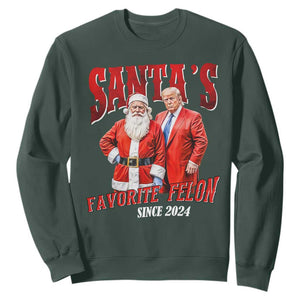 Christmas Trump With Santa Sweatshirt Santa's Favorite Felon Since 2024 TS02 Dark Forest Green Print Your Wear