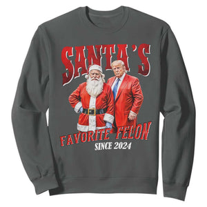 Christmas Trump With Santa Sweatshirt Santa's Favorite Felon Since 2024 TS02 Dark Heather Print Your Wear