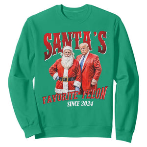 Christmas Trump With Santa Sweatshirt Santa's Favorite Felon Since 2024 TS02 Irish Green Print Your Wear