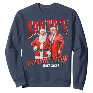 Christmas Trump With Santa Sweatshirt Santa's Favorite Felon Since 2024 TS02 Navy Print Your Wear