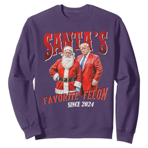 Christmas Trump With Santa Sweatshirt Santa's Favorite Felon Since 2024 TS02 Purple Print Your Wear