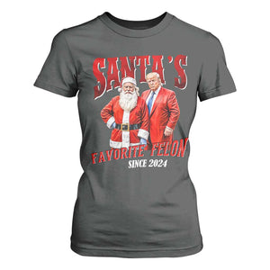 Christmas Trump With Santa T Shirt For Women Santa's Favorite Felon Since 2024 TS02 Dark Heather Print Your Wear