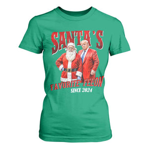 Christmas Trump With Santa T Shirt For Women Santa's Favorite Felon Since 2024 TS02 Irish Green Print Your Wear