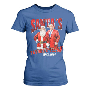 Christmas Trump With Santa T Shirt For Women Santa's Favorite Felon Since 2024 TS02 Royal Blue Print Your Wear