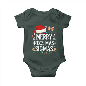 Funny Santa Rizz Christmas Baby Onesie Merry Rizzmas Sigmas TS02 Dark Forest Green Print Your Wear