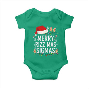 Funny Santa Rizz Christmas Baby Onesie Merry Rizzmas Sigmas TS02 Irish Green Print Your Wear