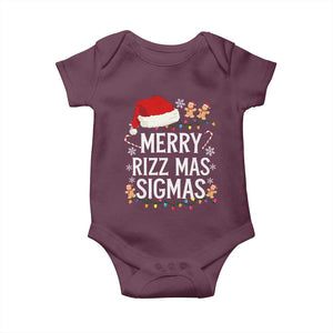 Funny Santa Rizz Christmas Baby Onesie Merry Rizzmas Sigmas TS02 Maroon Print Your Wear