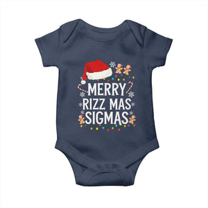 Funny Santa Rizz Christmas Baby Onesie Merry Rizzmas Sigmas TS02 Navy Print Your Wear