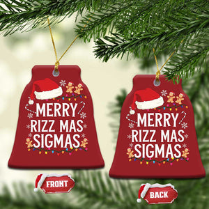 Funny Santa Rizz Xmas Christmas Ornament Merry Rizzmas Sigmas TS02 Bell Flake Red Print Your Wear