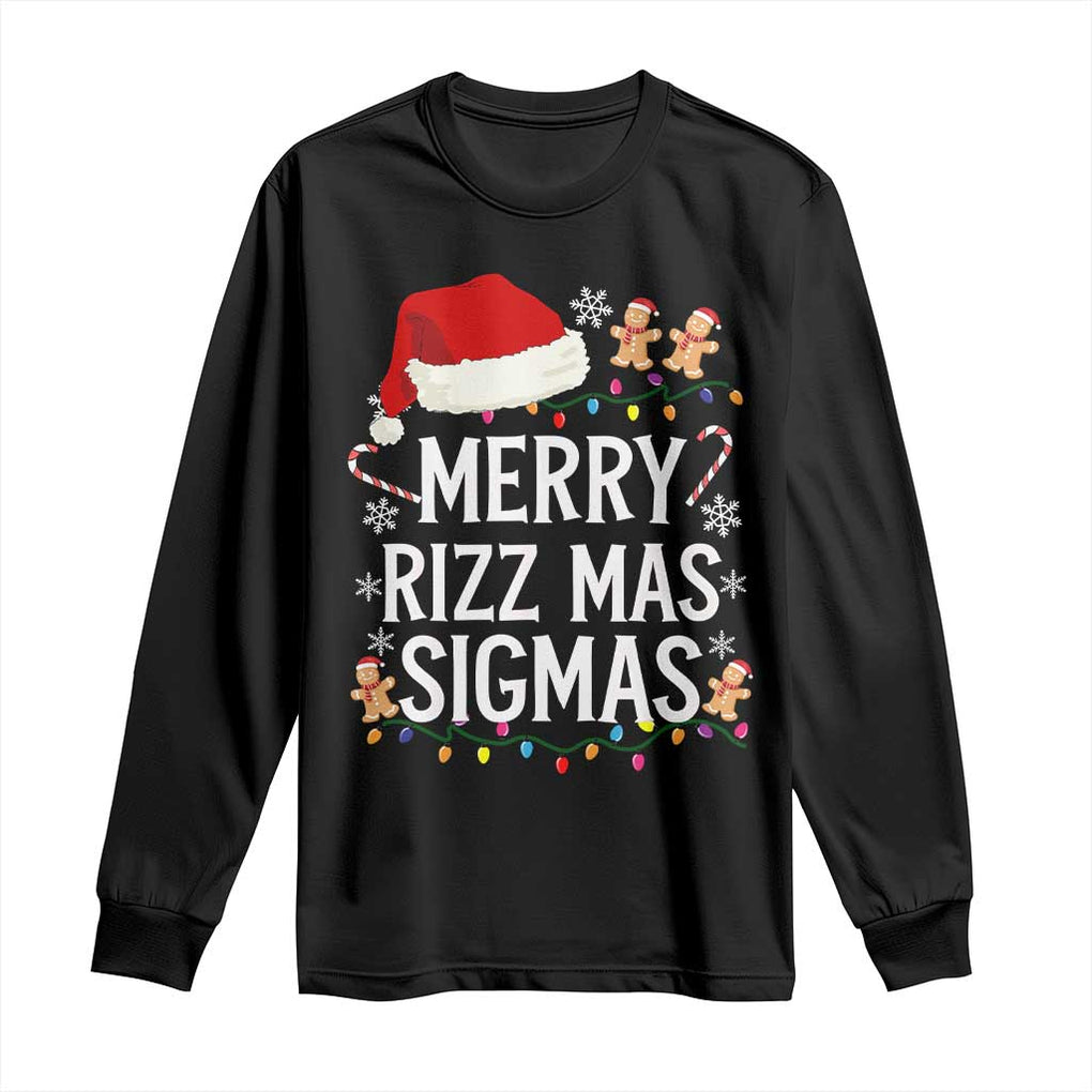 Funny Santa Rizz Christmas Long Sleeve Shirt Merry Rizzmas Sigmas TS02 Black Print Your Wear