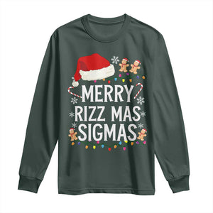 Funny Santa Rizz Christmas Long Sleeve Shirt Merry Rizzmas Sigmas TS02 Dark Forest Green Print Your Wear