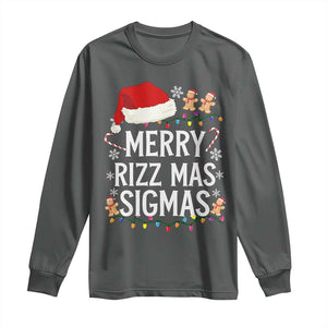 Funny Santa Rizz Christmas Long Sleeve Shirt Merry Rizzmas Sigmas TS02 Dark Heather Print Your Wear