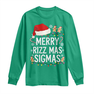 Funny Santa Rizz Christmas Long Sleeve Shirt Merry Rizzmas Sigmas TS02 Irish Green Print Your Wear