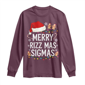 Funny Santa Rizz Christmas Long Sleeve Shirt Merry Rizzmas Sigmas TS02 Maroon Print Your Wear