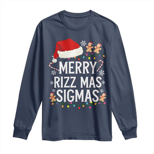 Funny Santa Rizz Christmas Long Sleeve Shirt Merry Rizzmas Sigmas TS02 Navy Print Your Wear