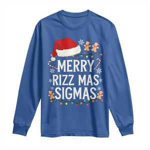 Funny Santa Rizz Christmas Long Sleeve Shirt Merry Rizzmas Sigmas TS02 Royal Blue Print Your Wear