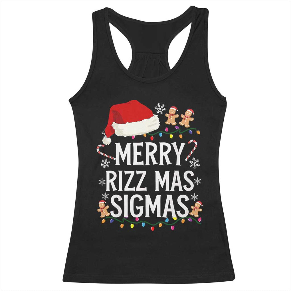 Funny Santa Rizz Christmas Racerback Tank Top Merry Rizzmas Sigmas TS02 Black Print Your Wear