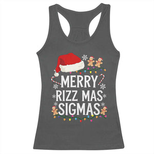 Funny Santa Rizz Christmas Racerback Tank Top Merry Rizzmas Sigmas TS02 Dark Heather Print Your Wear