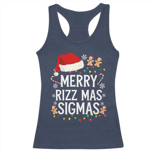 Funny Santa Rizz Christmas Racerback Tank Top Merry Rizzmas Sigmas TS02 Navy Print Your Wear