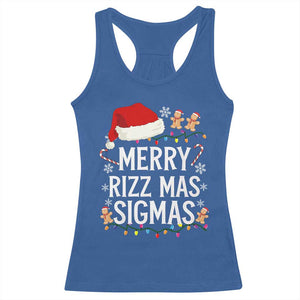 Funny Santa Rizz Christmas Racerback Tank Top Merry Rizzmas Sigmas TS02 Royal Blue Print Your Wear