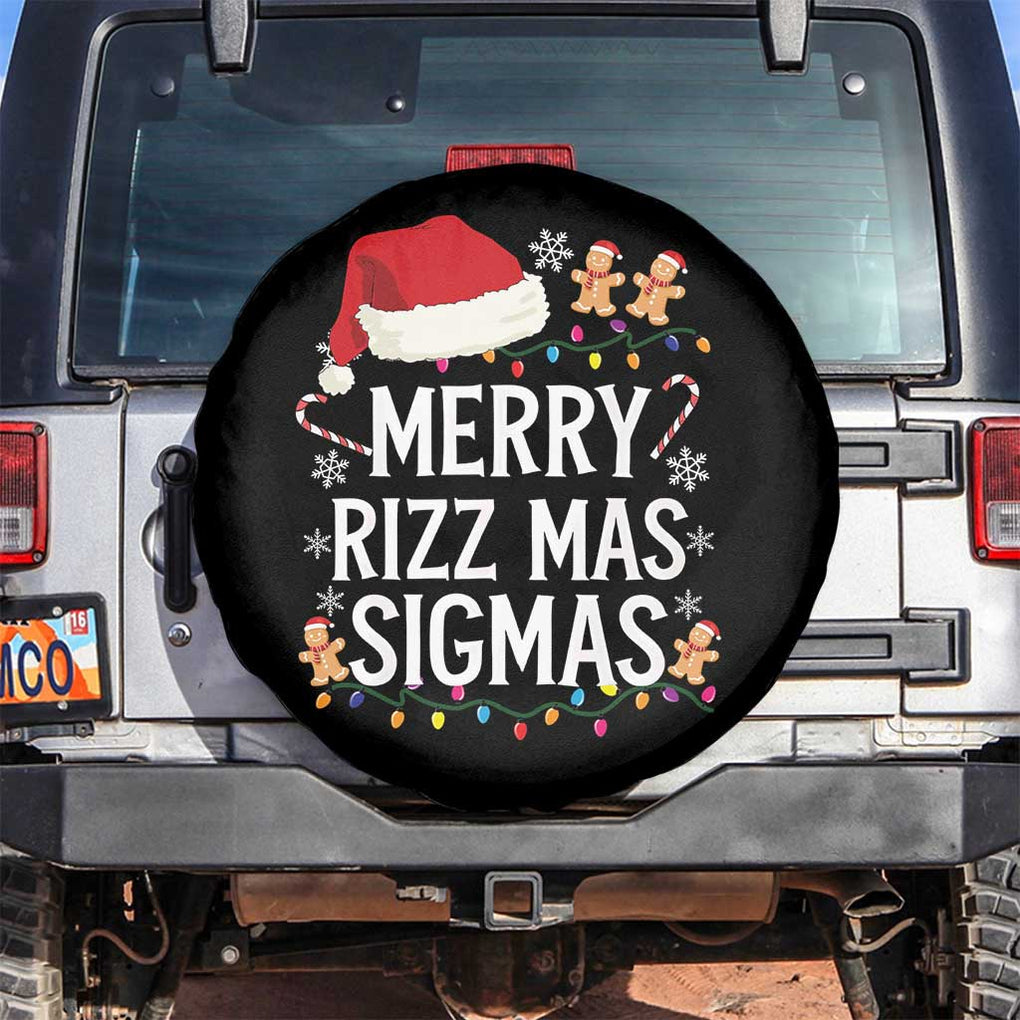 Funny Santa Rizz Christmas Spare Tire Cover Merry Rizzmas Sigmas TS02 No hole Black Print Your Wear