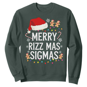 Funny Santa Rizz Christmas Sweatshirt Merry Rizzmas Sigmas TS02 Dark Forest Green Print Your Wear