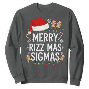 Funny Santa Rizz Christmas Sweatshirt Merry Rizzmas Sigmas TS02 Dark Heather Print Your Wear