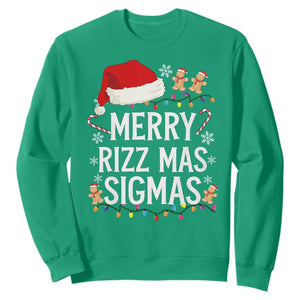 Funny Santa Rizz Christmas Sweatshirt Merry Rizzmas Sigmas TS02 Irish Green Print Your Wear