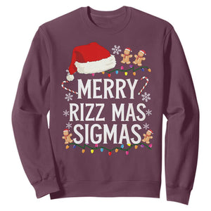 Funny Santa Rizz Christmas Sweatshirt Merry Rizzmas Sigmas TS02 Maroon Print Your Wear