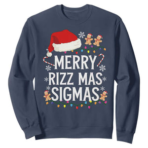 Funny Santa Rizz Christmas Sweatshirt Merry Rizzmas Sigmas TS02 Navy Print Your Wear