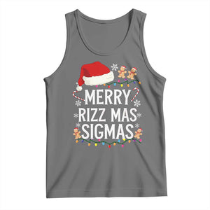 Funny Santa Rizz Christmas Tank Top Merry Rizzmas Sigmas TS02 Black Heather Print Your Wear