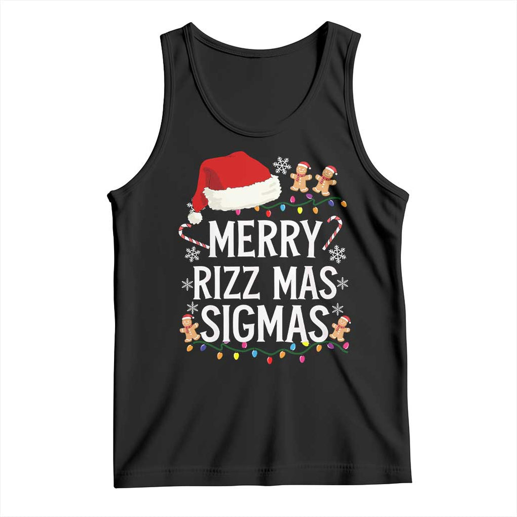 Funny Santa Rizz Christmas Tank Top Merry Rizzmas Sigmas TS02 Black Print Your Wear