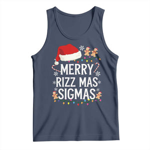 Funny Santa Rizz Christmas Tank Top Merry Rizzmas Sigmas TS02 Navy Print Your Wear