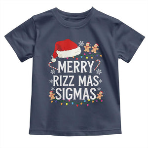 Funny Santa Rizz Christmas Toddler T Shirt Merry Rizzmas Sigmas TS02 Navy Print Your Wear