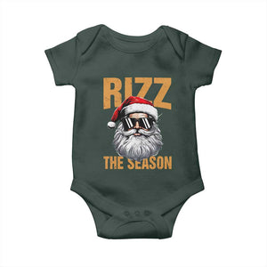 Funny Santa Rizz Christmas Baby Onesie Rizz The Season TS02 Dark Forest Green Print Your Wear