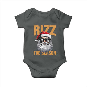 Funny Santa Rizz Christmas Baby Onesie Rizz The Season TS02 Dark Heather Print Your Wear