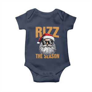 Funny Santa Rizz Christmas Baby Onesie Rizz The Season TS02 Navy Print Your Wear