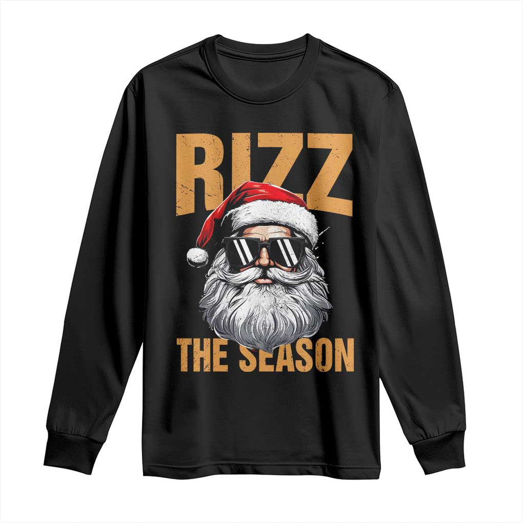 Funny Santa Rizz Christmas Long Sleeve Shirt Rizz The Season TS02 Black Print Your Wear